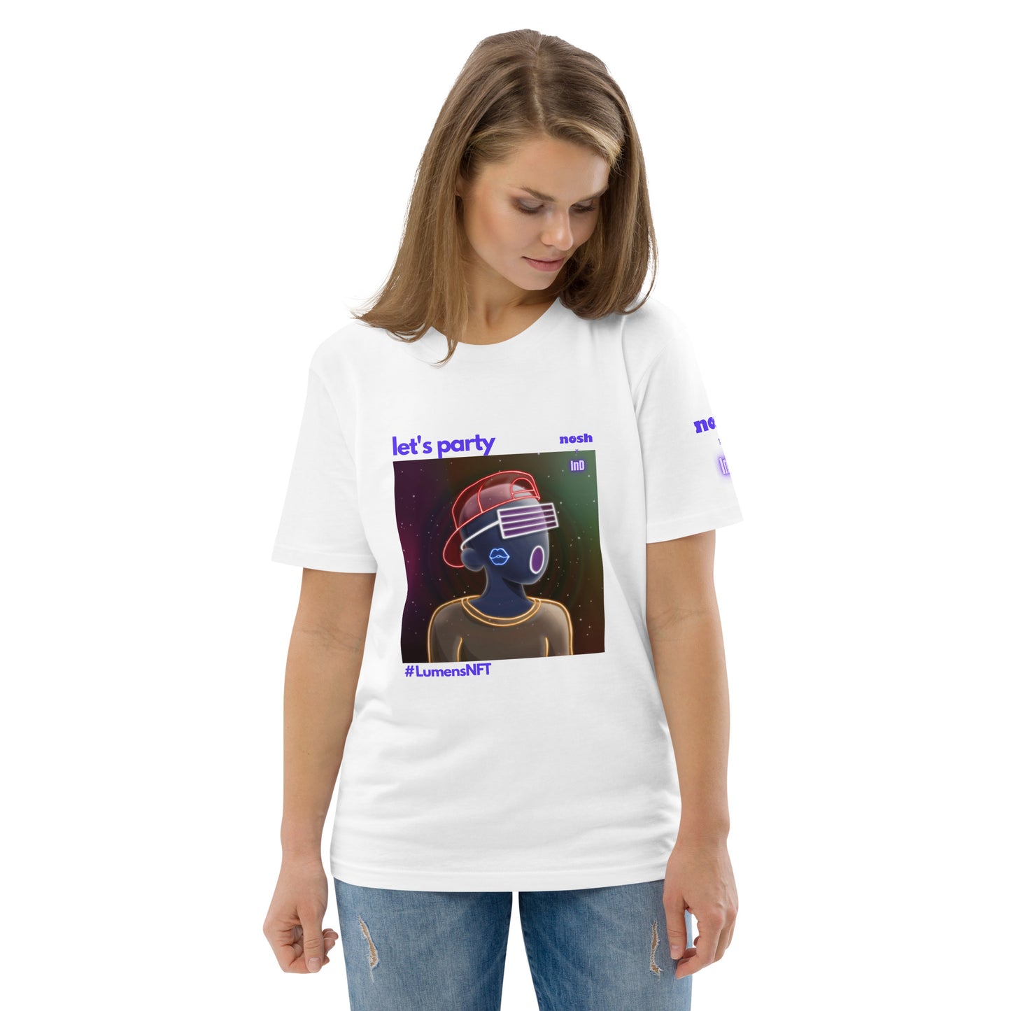 Unisex organic cotton t-shirt - let's party #LumensNFT #6488