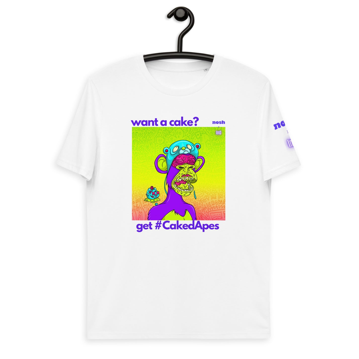 Unisex organic cotton t-shirt - want a cake? #CakedApes #2495
